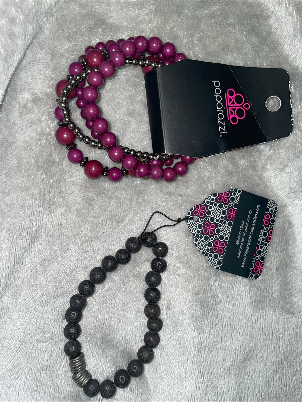 paparazzi Purple and Black Beaded Bracelet Duo